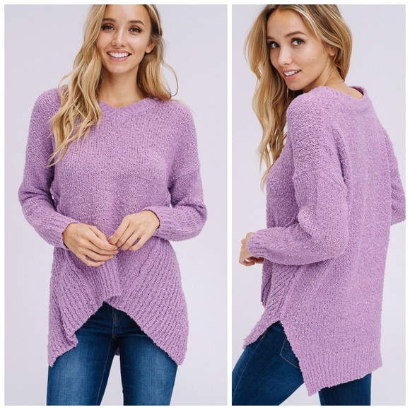❤️LAST 1! Soft! Lilac Asymmetric Hem Sweater! - Picture 3 of 4